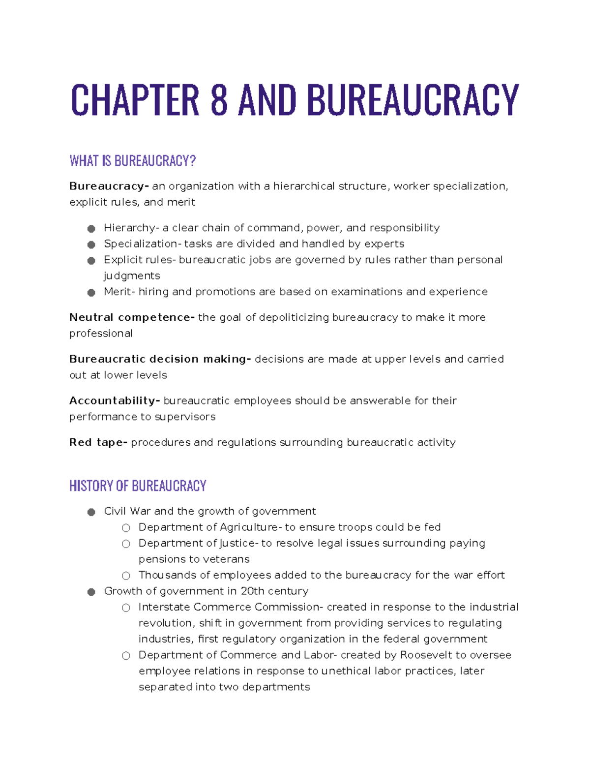 Chapter 8: Understanding Bureaucracy and Its Functions - Studocu