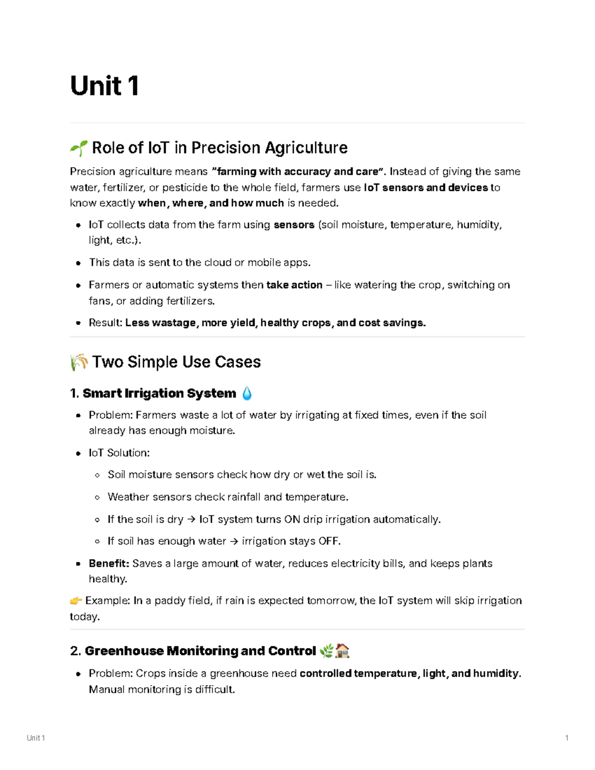 Unit 1: IoT Applications in Precision Agriculture and Environmental ...