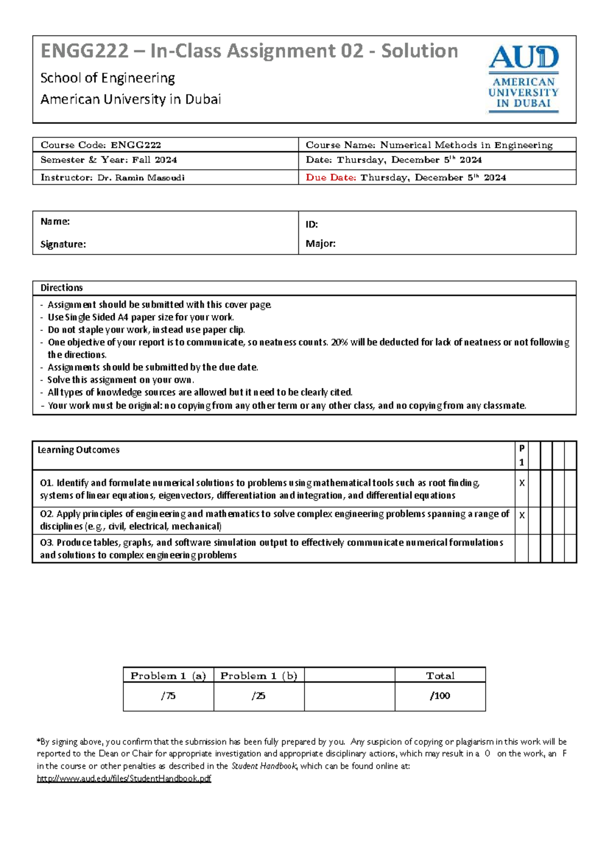 2.2 In-Class Assignment 2 - Solution - ENGG222 – In-Class Assignment 02 ...