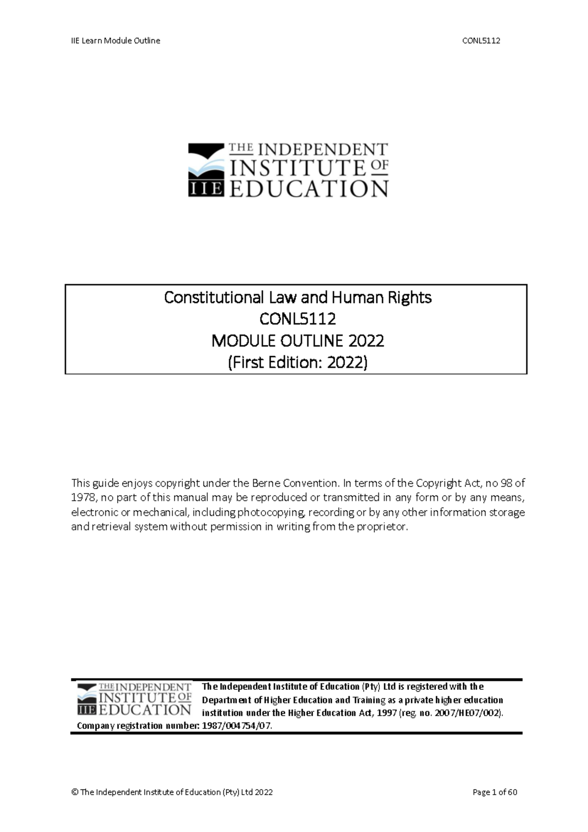 CONL5112 MO - Module Outline - Constitutional Law and Human Rights CONL ...