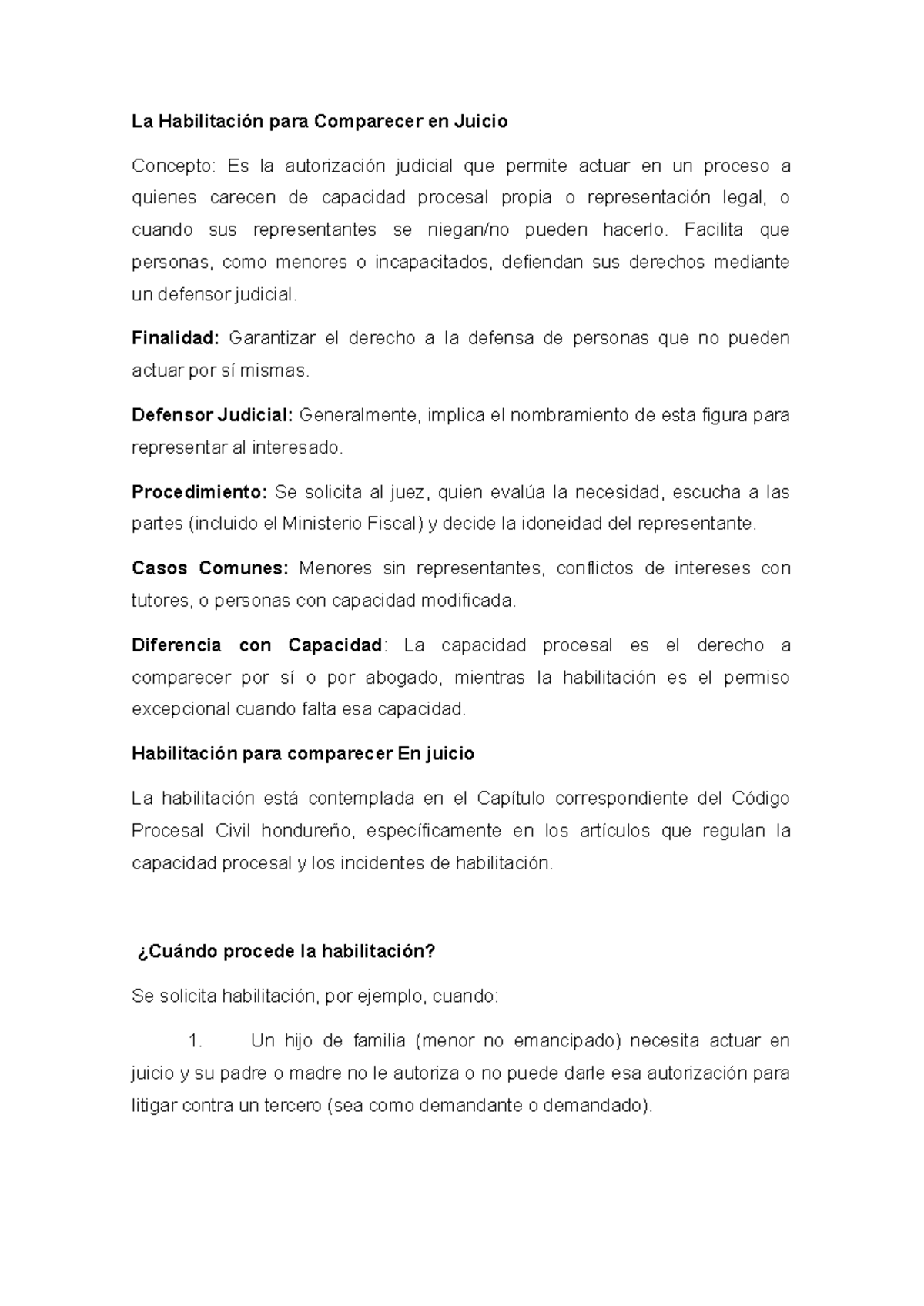 Habilitación para Comparecer en Juicio: Conceptos y Procedimientos ...