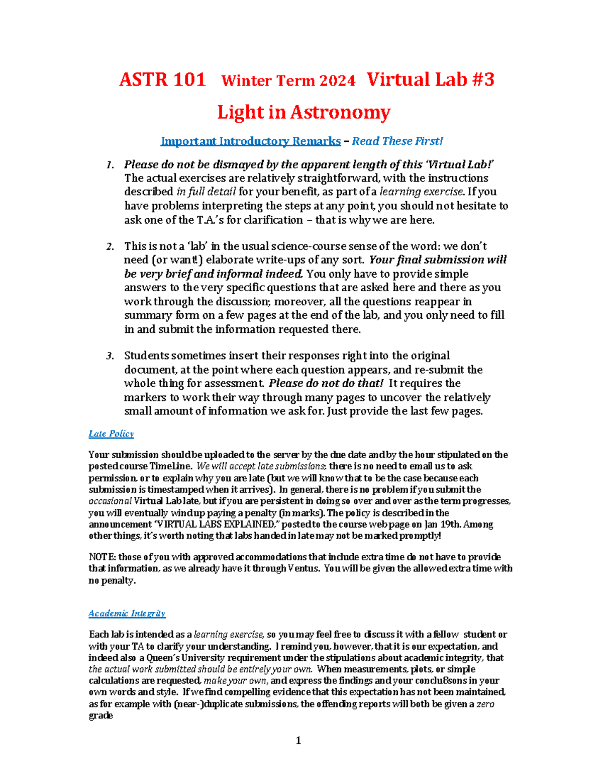 Light in Astronomy Virtual Lab ASTR 101 Winter 2024 - Studocu