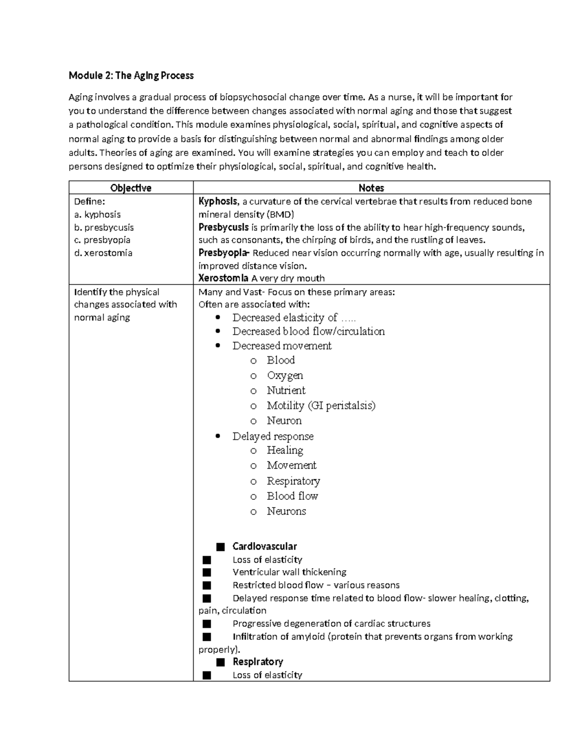 Module 2 Nursing Notes: Understanding the Aging Process and Theories ...