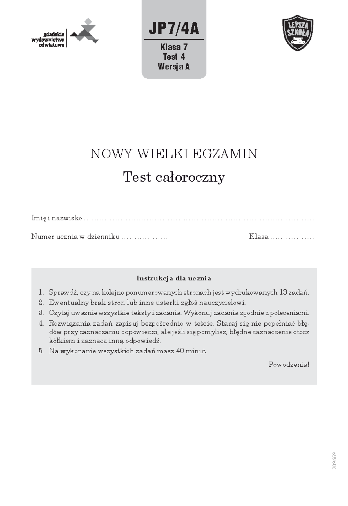 Sprawdzian Całoroczny Na Zakończenie Nauki W Gimnazjum Z Przedmiotu Wos