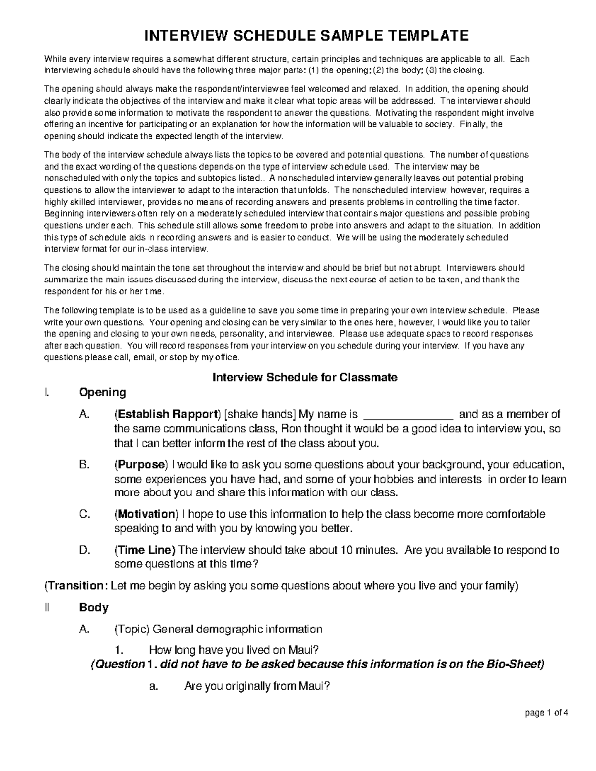 Interview Schedule Template - Your Guide for Effective Research - Studocu