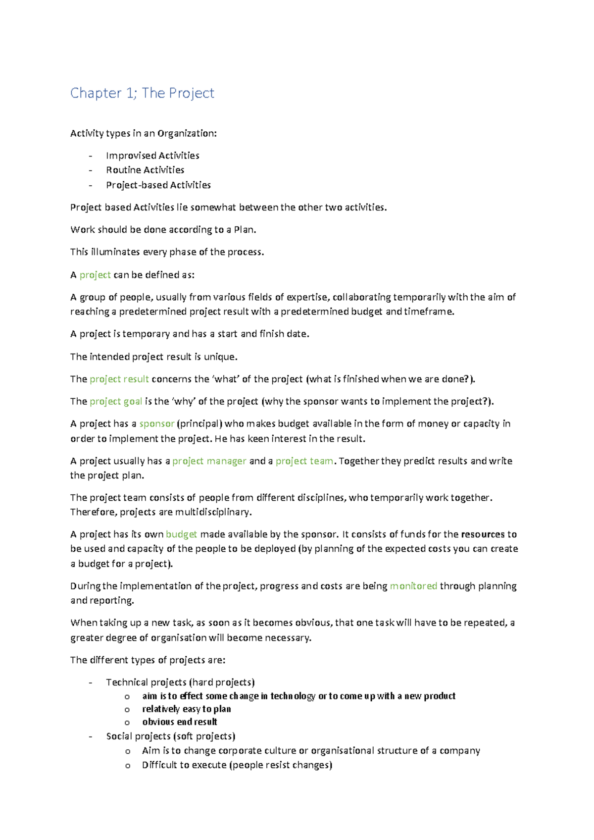 Project Management Summary: Key Concepts & Activity Types (PM101 ...