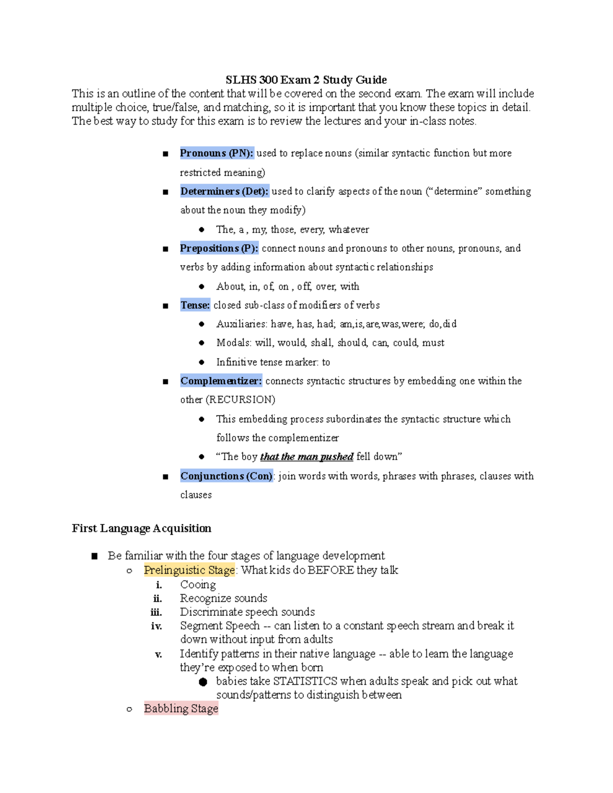 SLHS 300 Exam 2 Study Guide - SLHS 300 Exam 2 Study Guide This is an ...