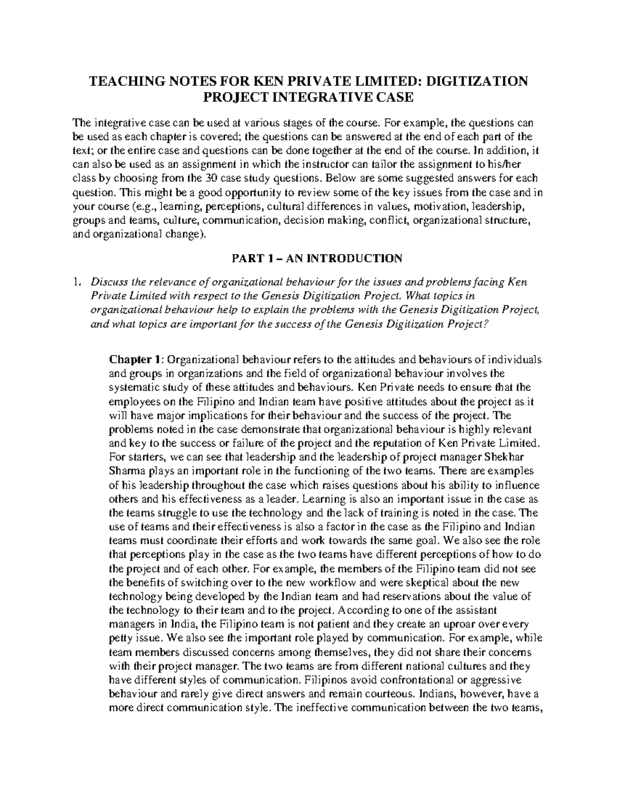 Teaching notes for Ken Private Limited: Digitization project case study ...