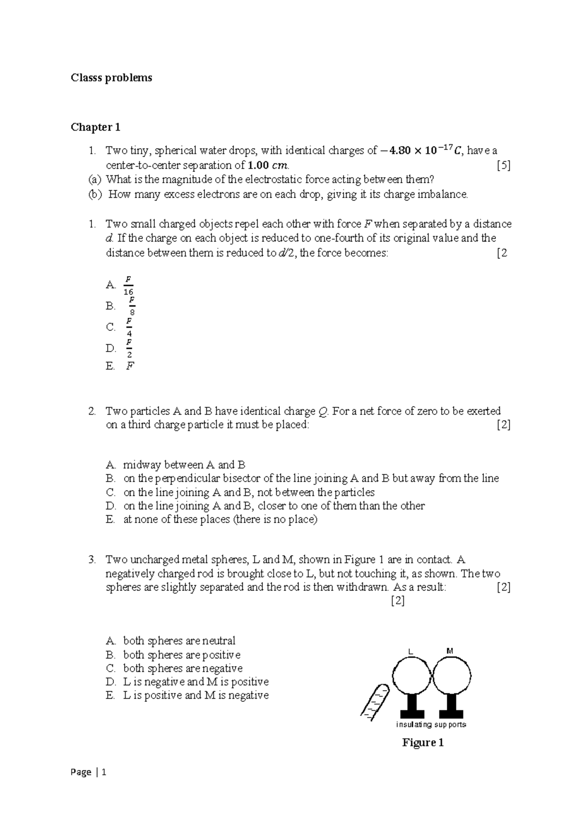Class Problems - Practice Questions for Physics 101 - Studocu