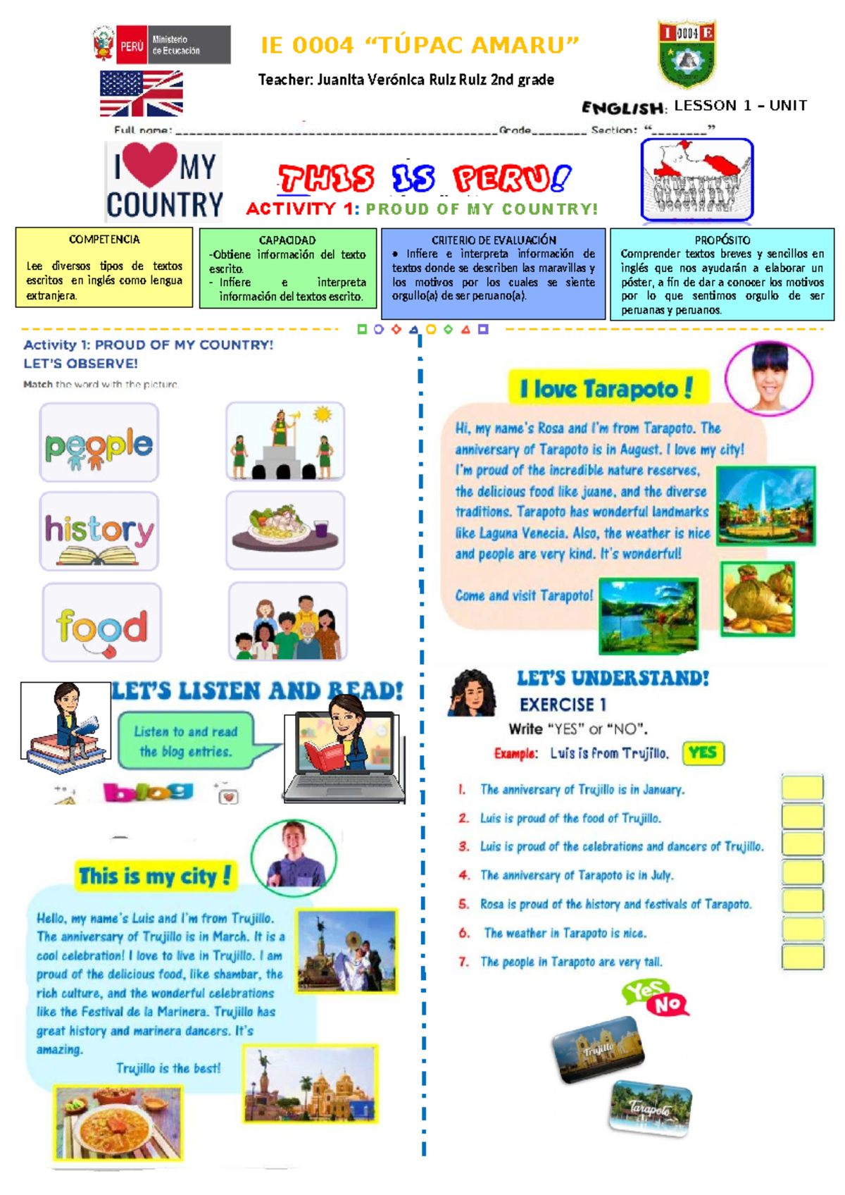 IE 2nd Grade Lesson 1 Unit 3 Activity 1: Proud of My Country! - Studocu