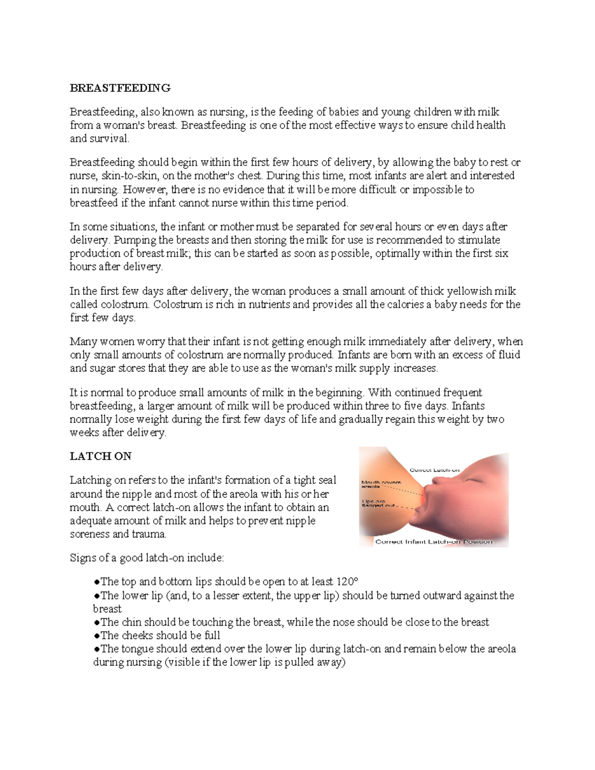 Nursing Skills Procedure: Breastfeeding Techniques and Positions - Studocu
