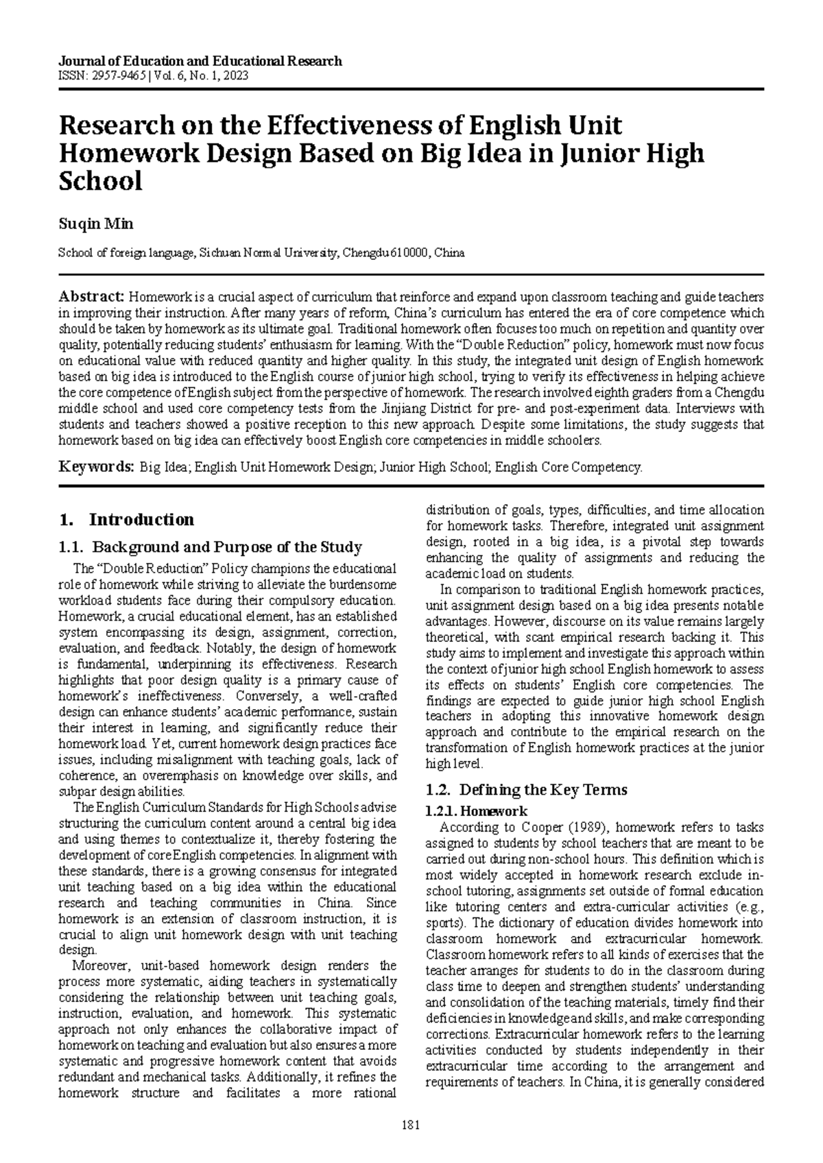 Research on English Unit Homework Design Effectiveness in Junior High ...