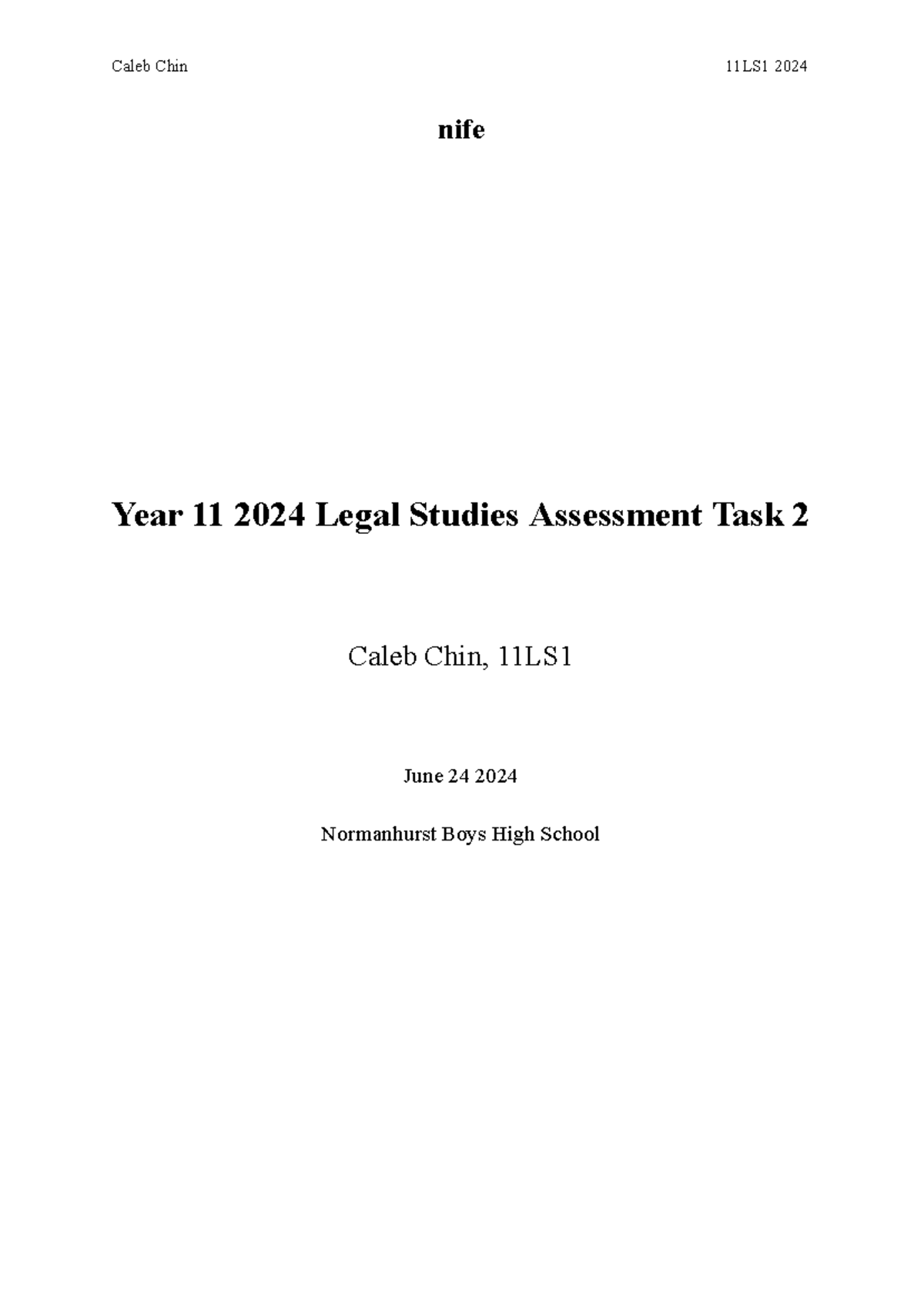 Year 11 Legal Studies Assessment Task 2: Key Legal Reforms in 2024 ...