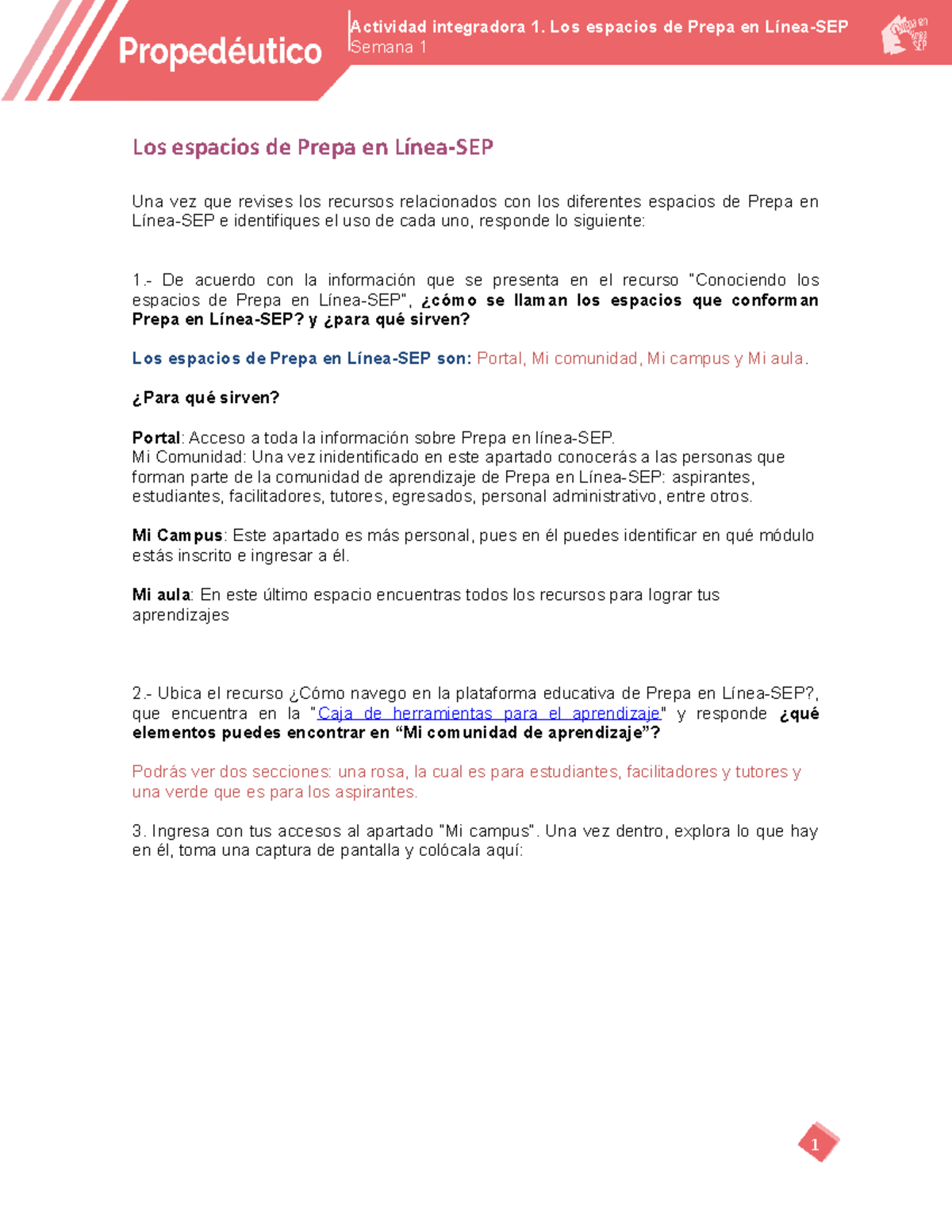 M00S1AI1 Espacios de Prepa en Línea-SEP: Módulo 1 Resumen y Actividades ...