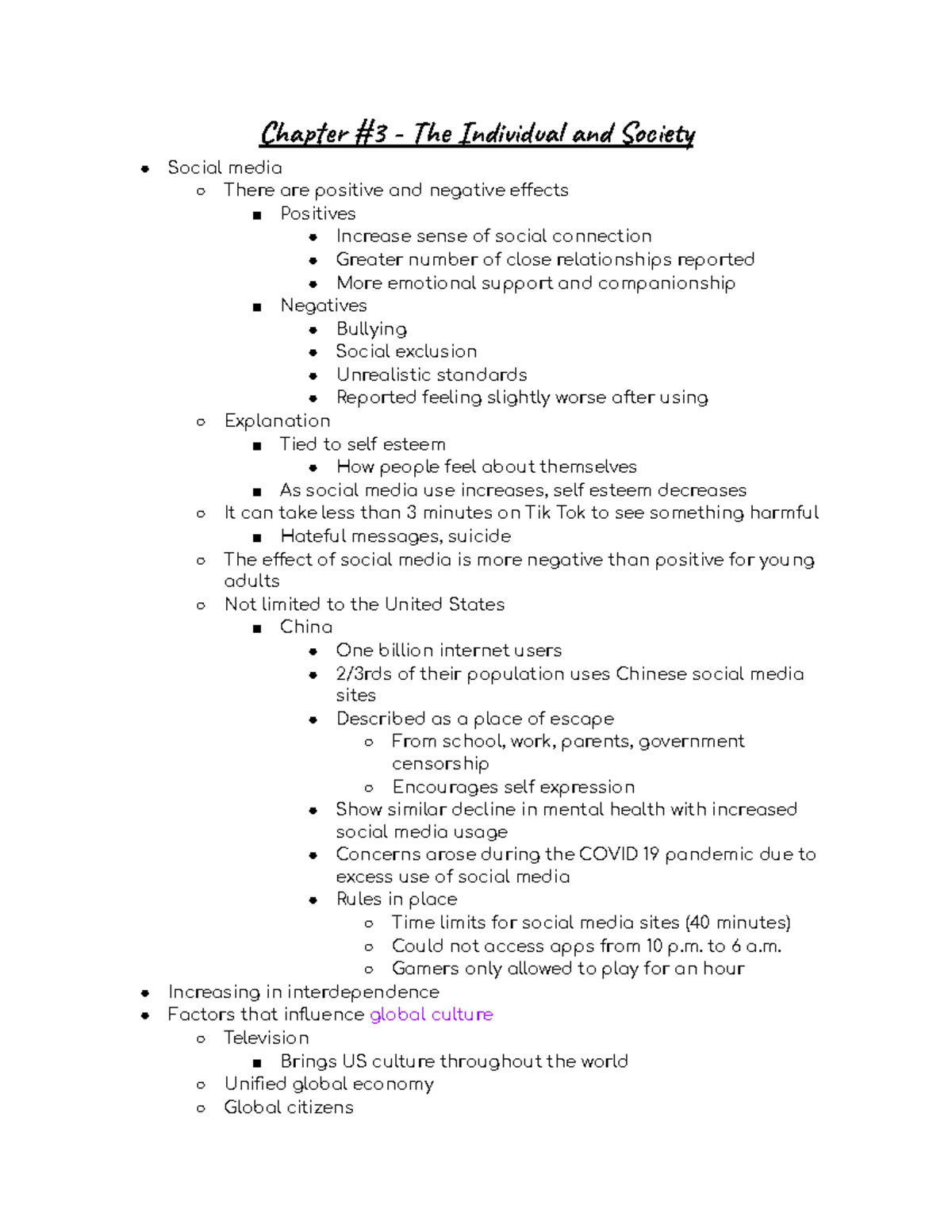 SOCL 250 Final Exam Notes: Impact of Social Media on Society - Studocu