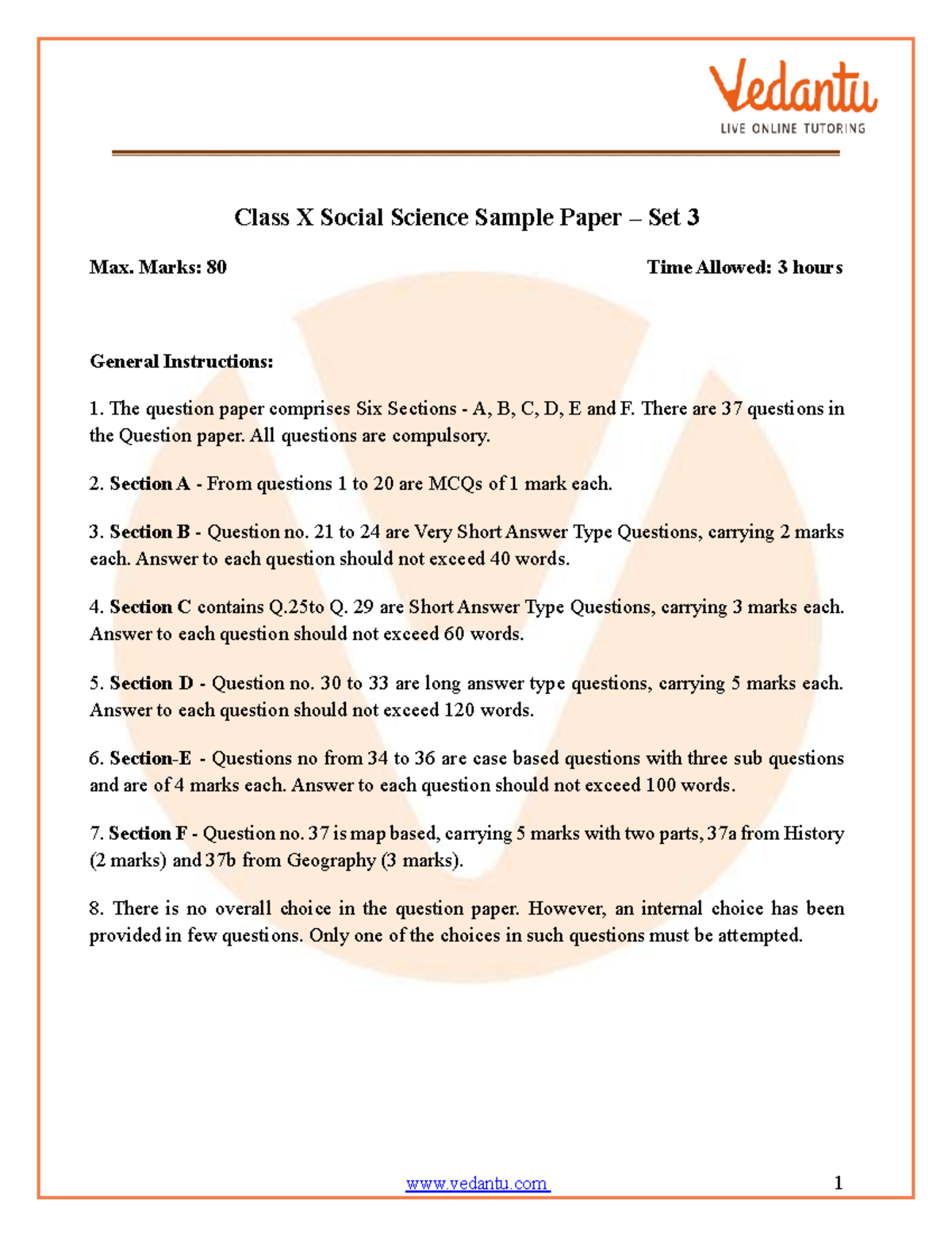 CBSE Class 10 Social Science Sample Paper Set 3 (2025-26) - Studocu