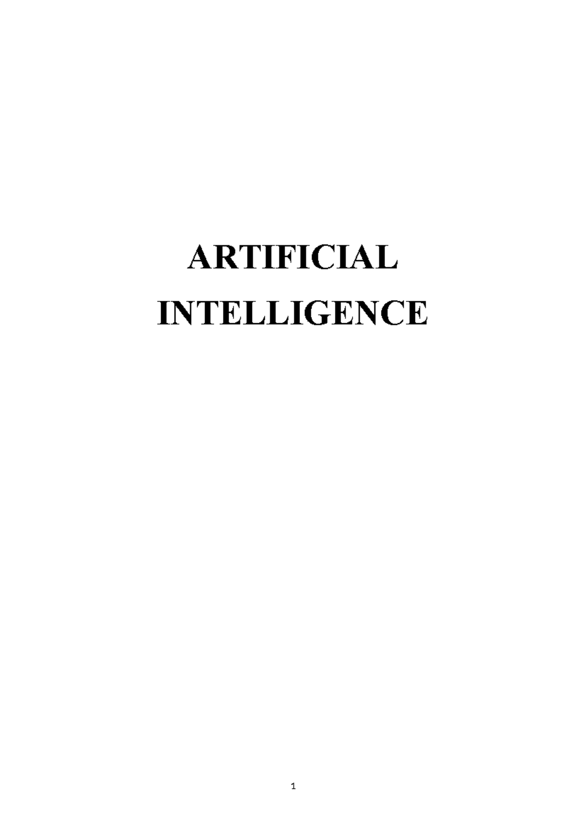 AI 1: Syllabus Overview and Foundations of Artificial Intelligence ...