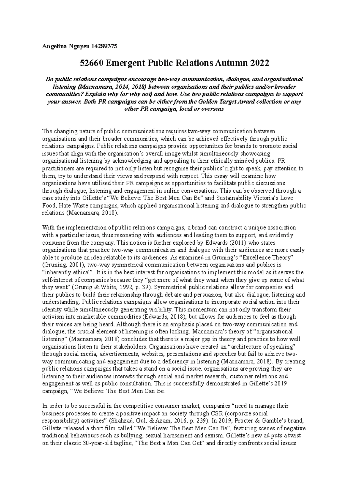 Emergent Public Relations Assignment: Analyzing Communication in ...