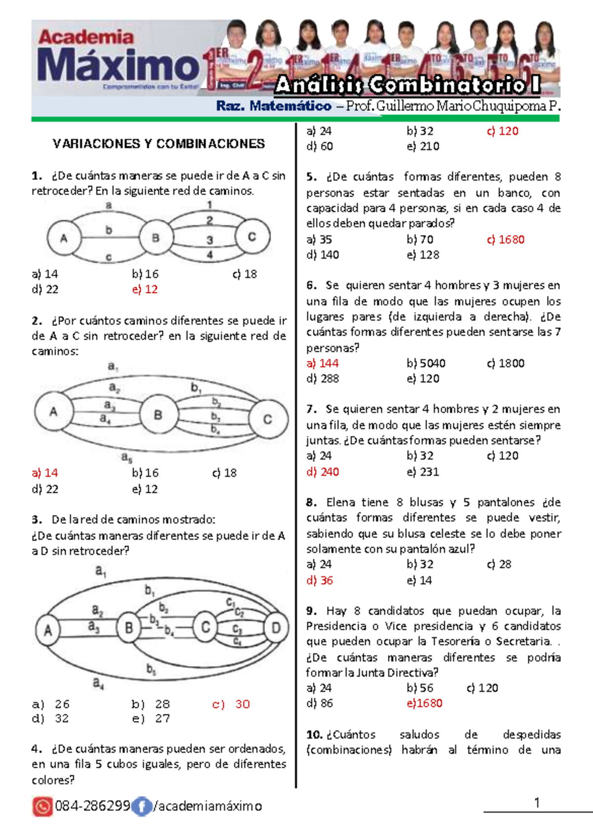 Analisis Combinatorio I - 084 - 286299 /academiamáximo 1 Raz ...