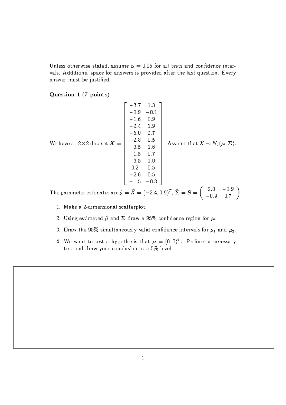 Exam 2019 - Intro to Multivariate Statistics: Questions & Answers ...