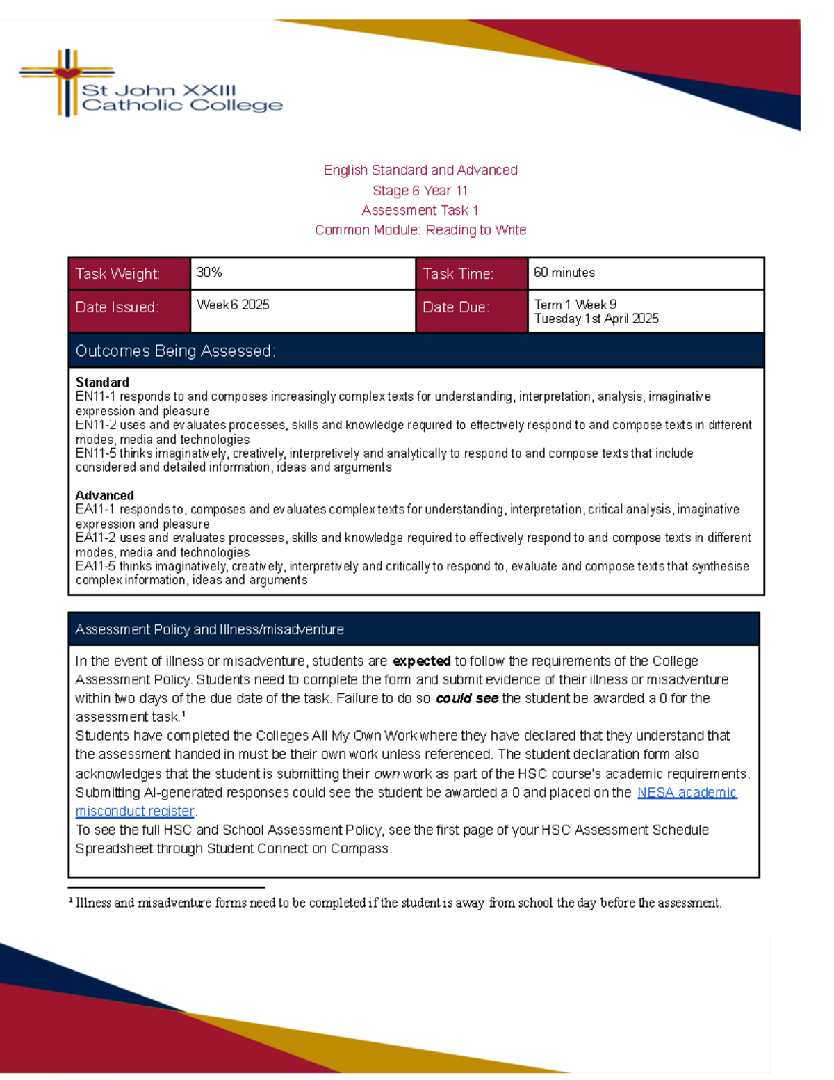 English Standard & Advanced (Year 11) - Common Module Reading to Write ...