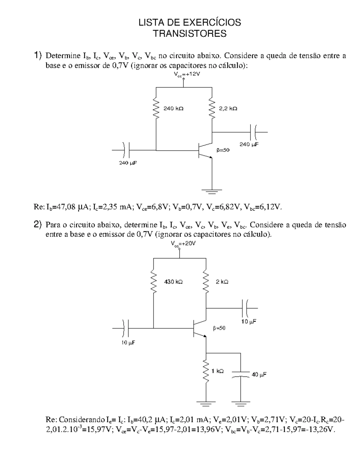 BJT-BIAS- Problems & Solutions - Electronic Problems Second Semester ...