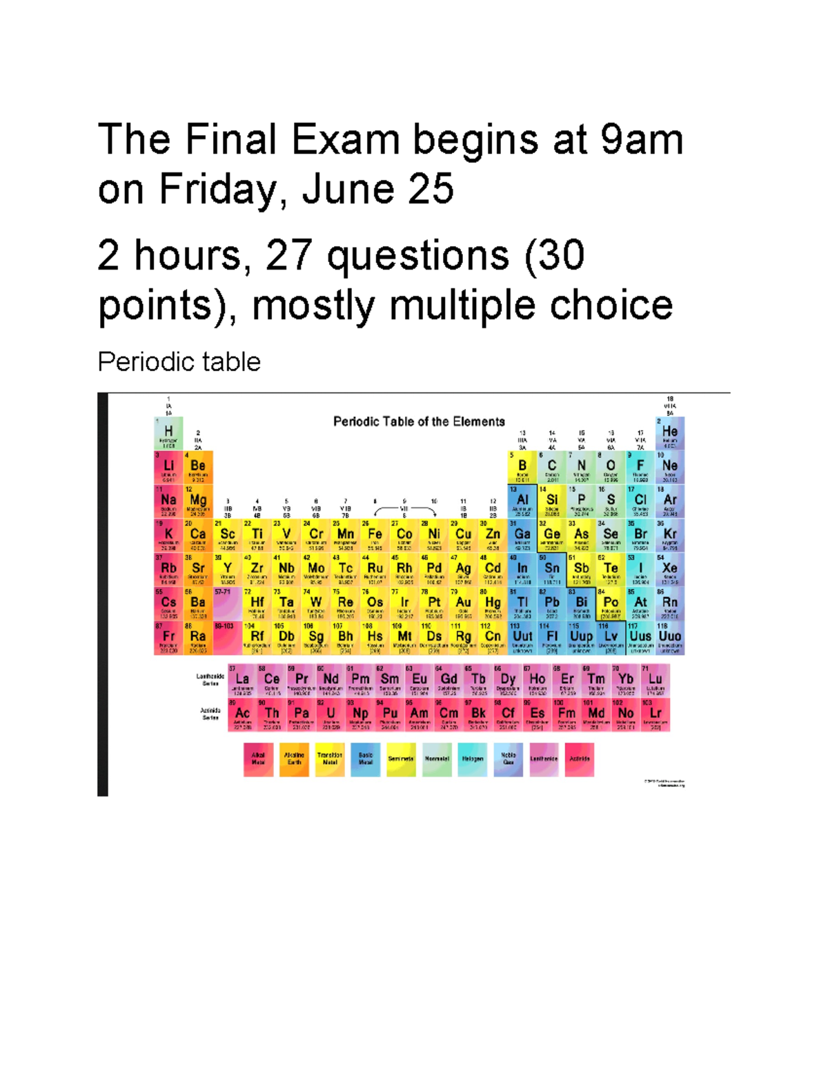 Chem 101 final exam review: key concepts and formulas - Studocu