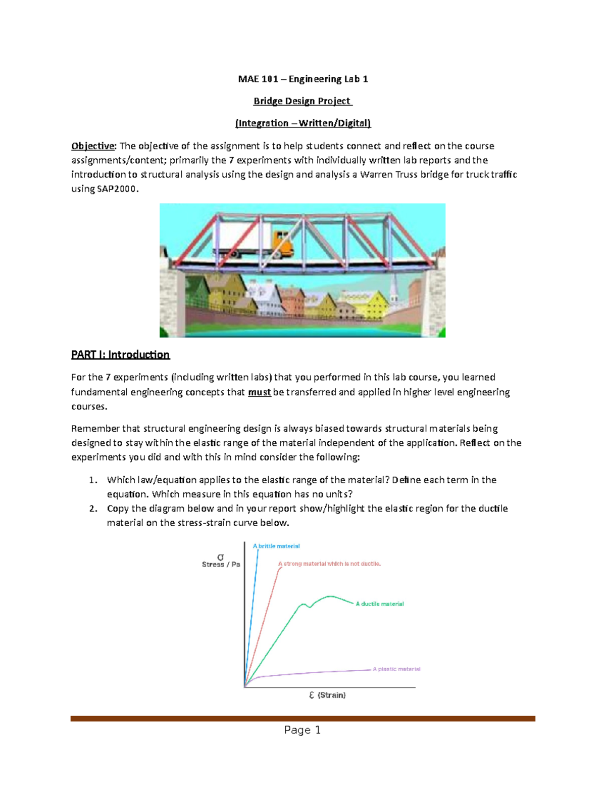 MAE 101 - Bridge Design Project: Integration of Structural Concepts ...