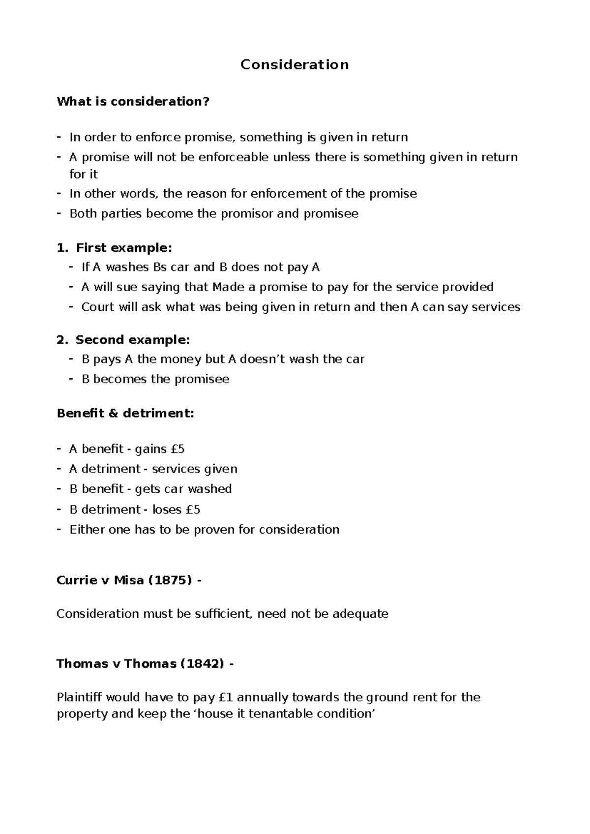 Consideration - notes from module guide - Consideration What is ...