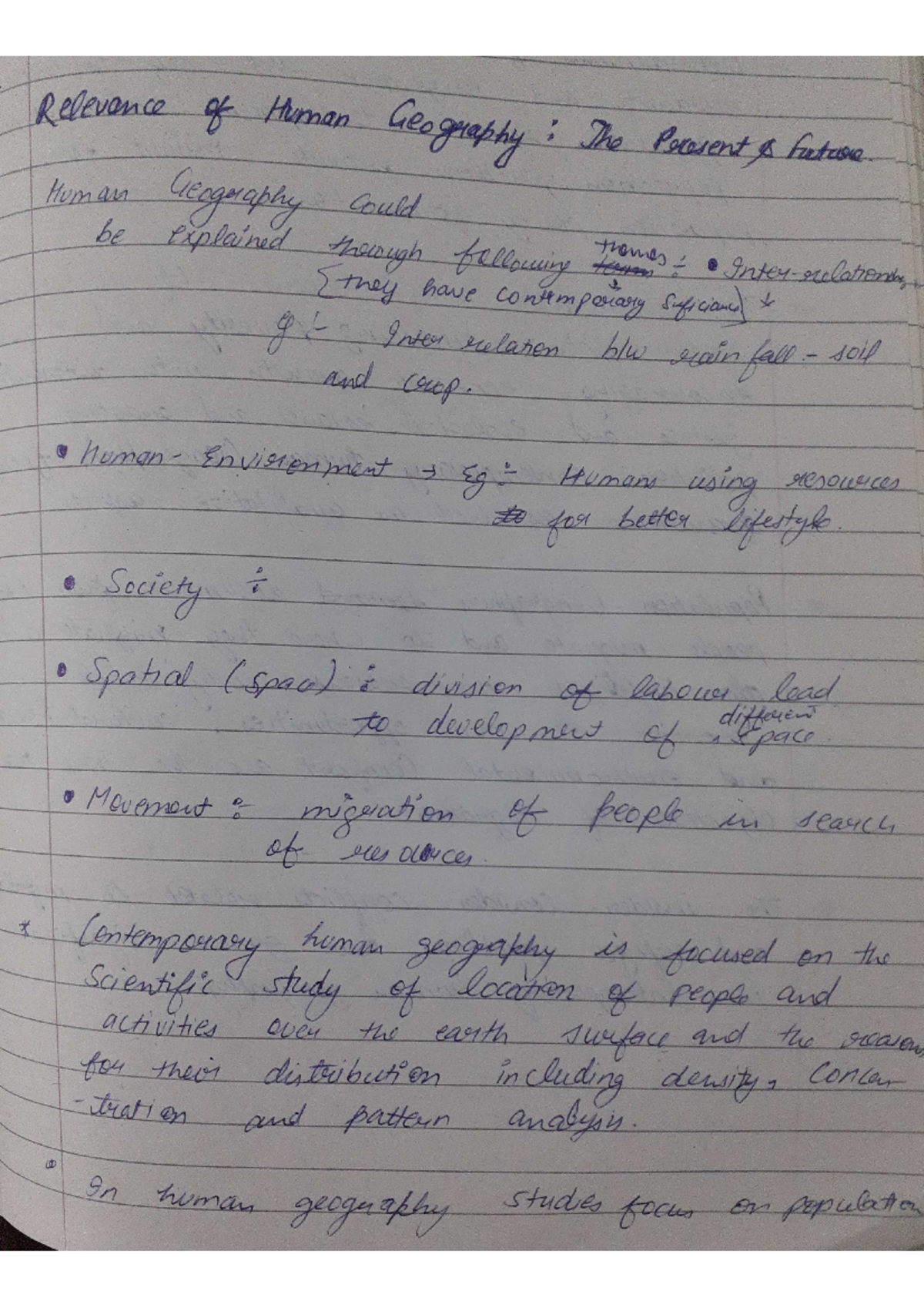 Relevance of Human Geography: Key Themes and Future Directions - Studocu