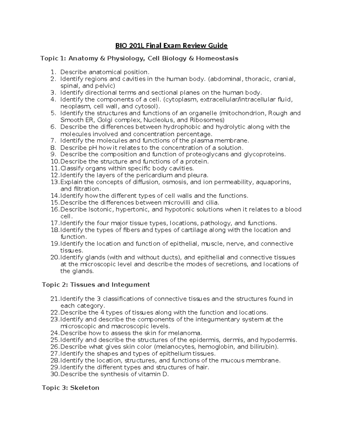 BIO 202L Comprehensive Midterm Review Guide - Studocu