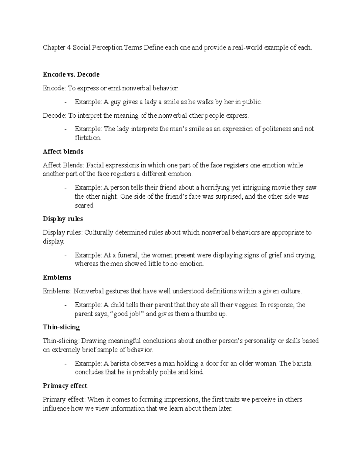 PSY 216 Chapter 4 Social Perception-1 - Chapter 4 Social Perception ...