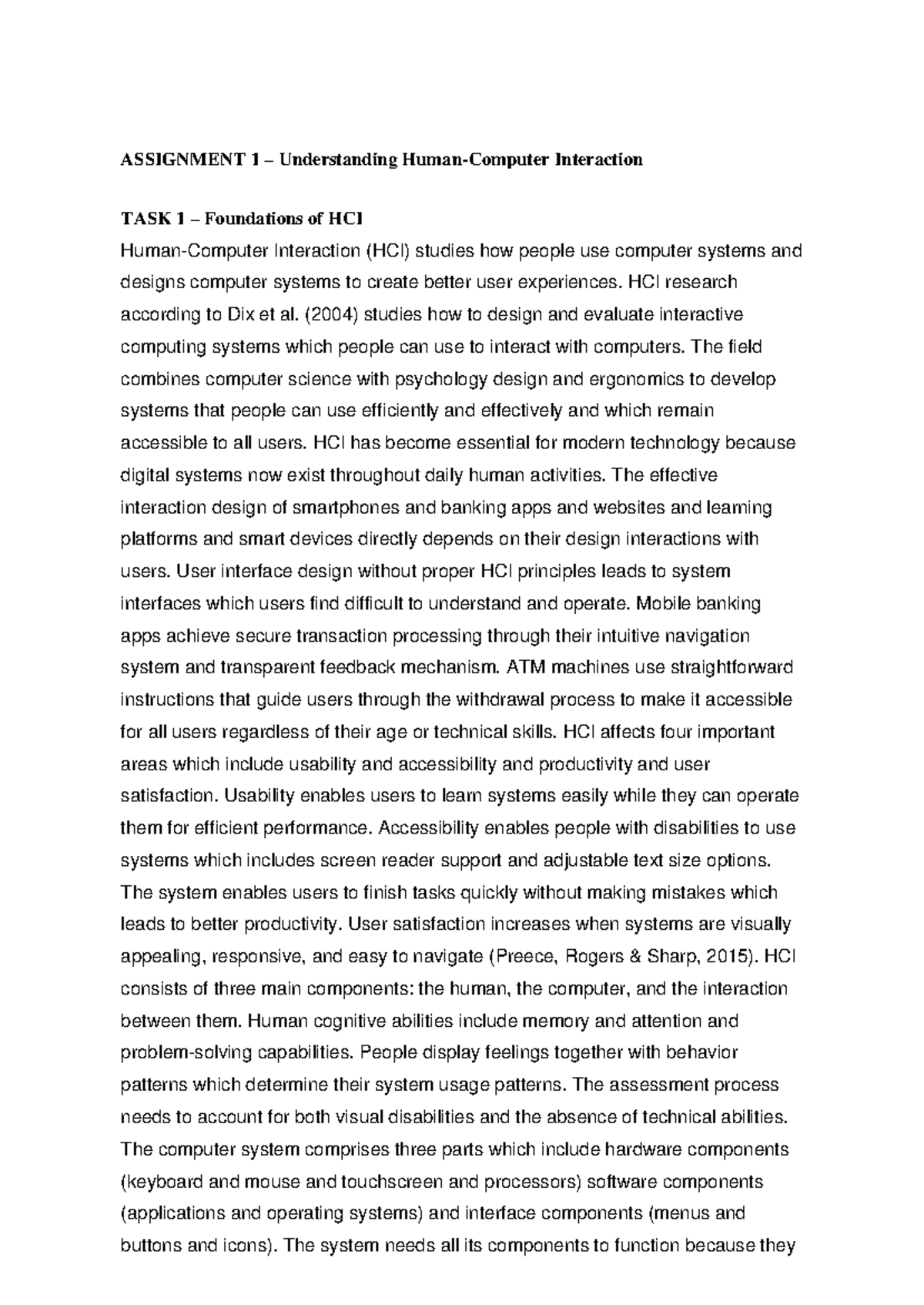 HCI 101: Assignment 1 - Foundations of Human-Computer Interaction - Studocu