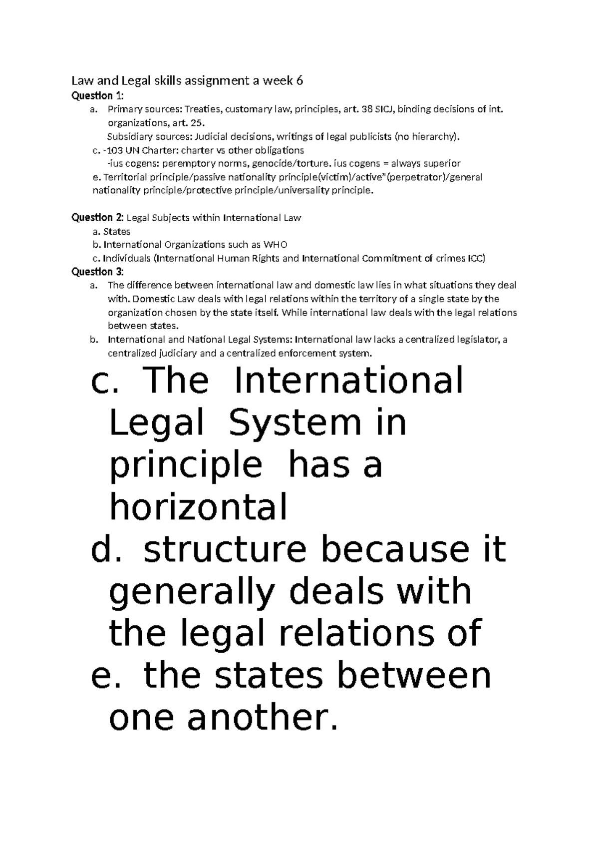 Law and Legal Skills Assignment: Week 6 Overview and Analysis - Studeersnel