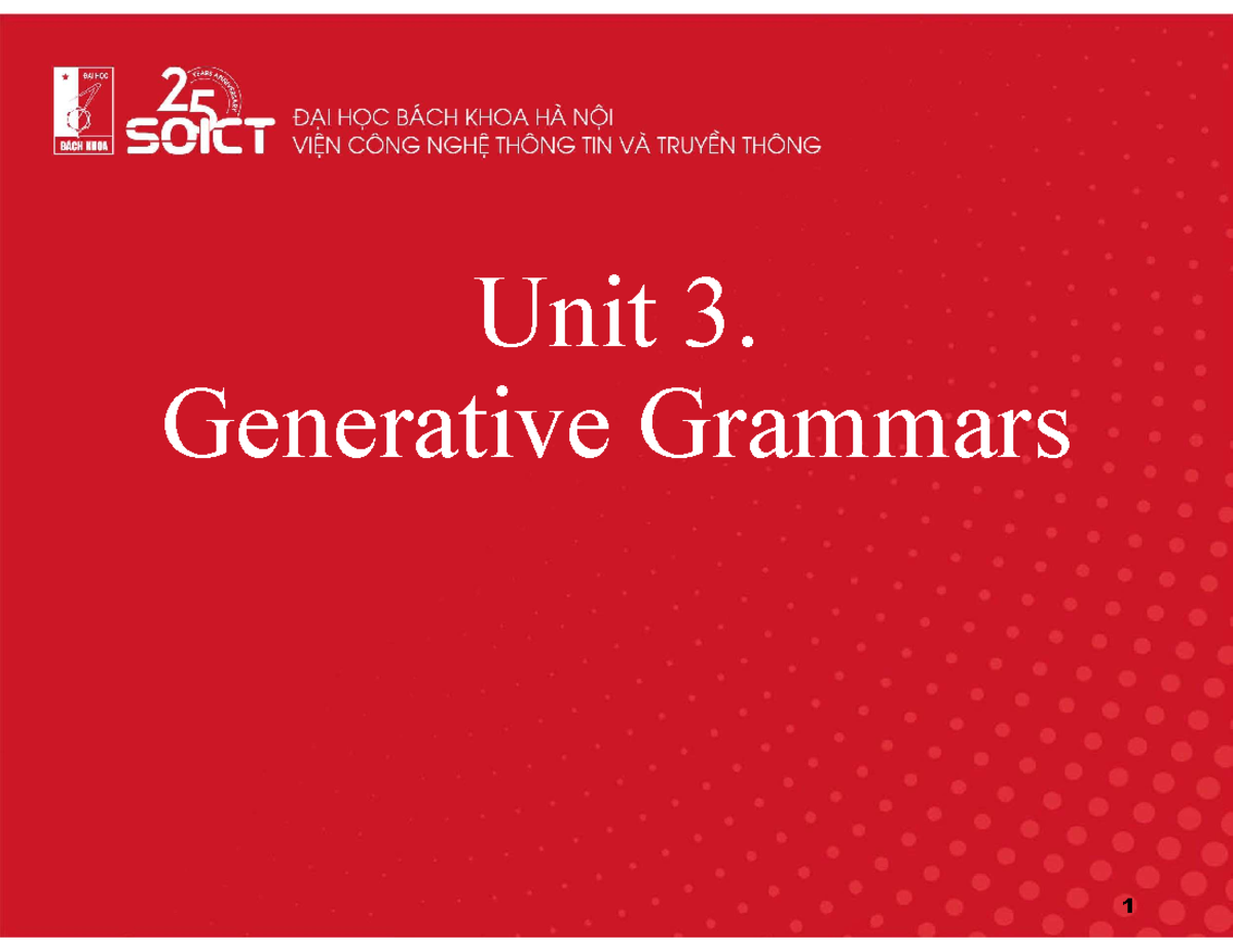 UNIT3 - Lecture note unit 3 - Unit 3. Generative Grammars Basic ...