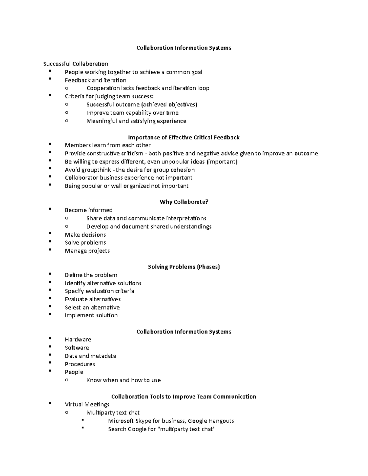 MIS309 ch2 - Lecture notes 2 - Collaboration Information Systems ...