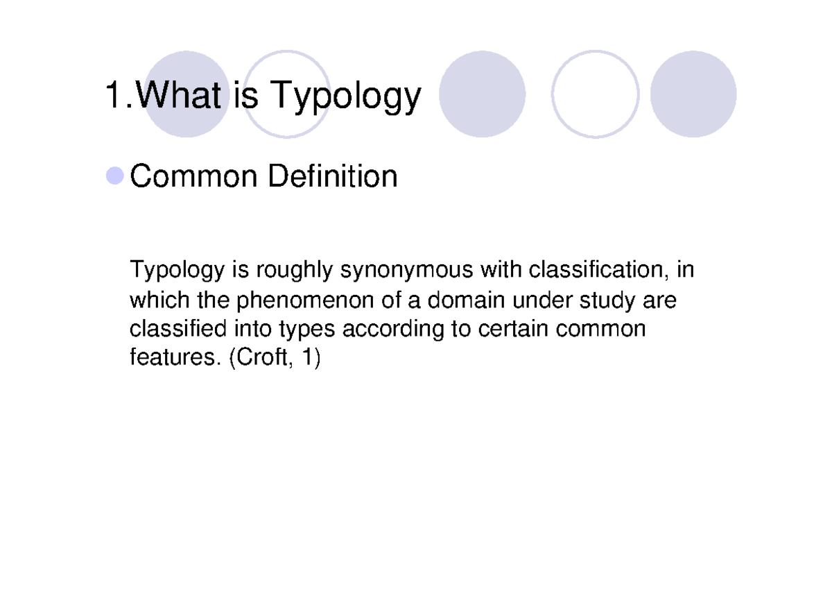 Typology in Linguistics: Definitions and Classifications (Course Code ...