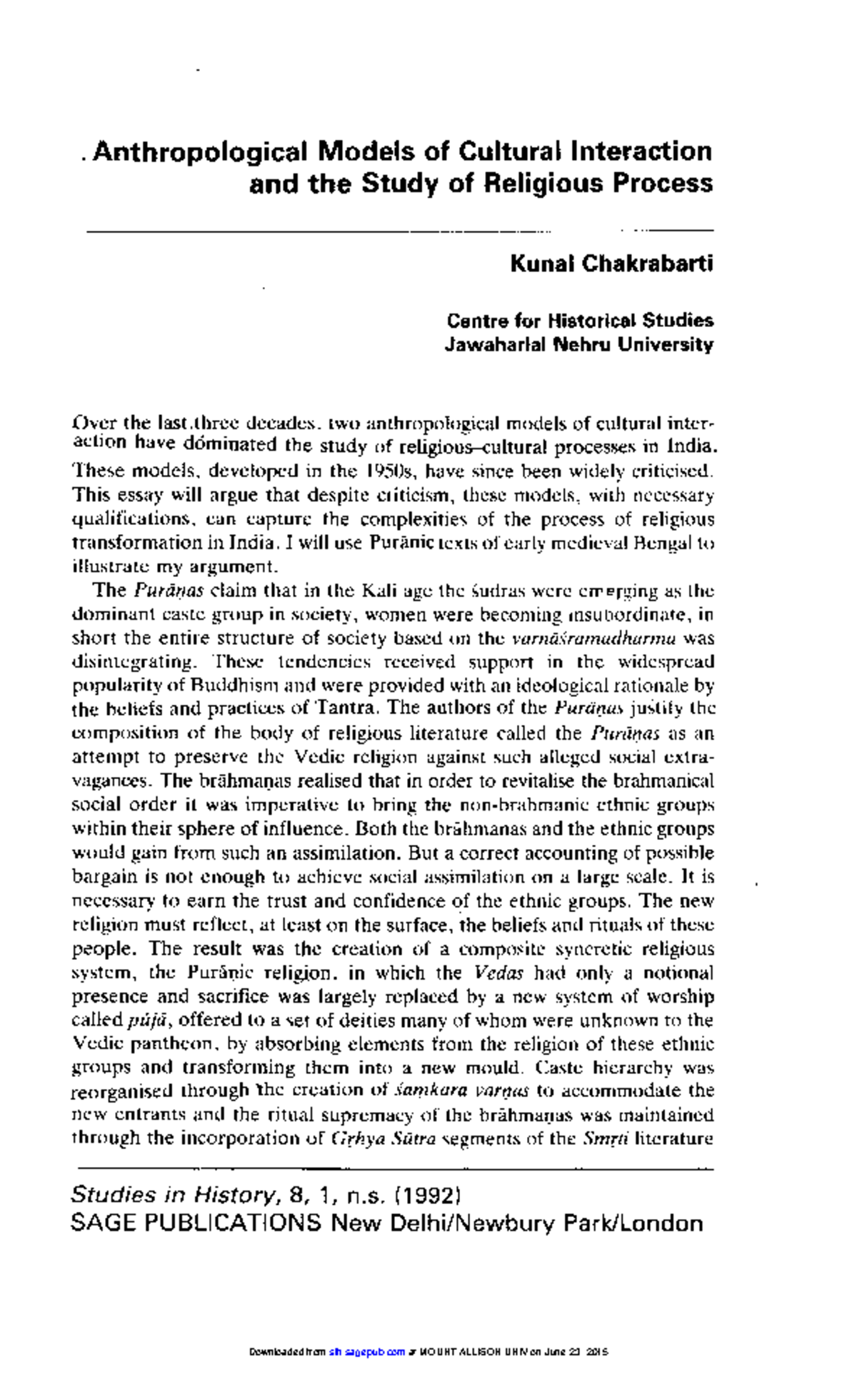 Cultural Interaction and Religious Transformation in India: A Study of ...