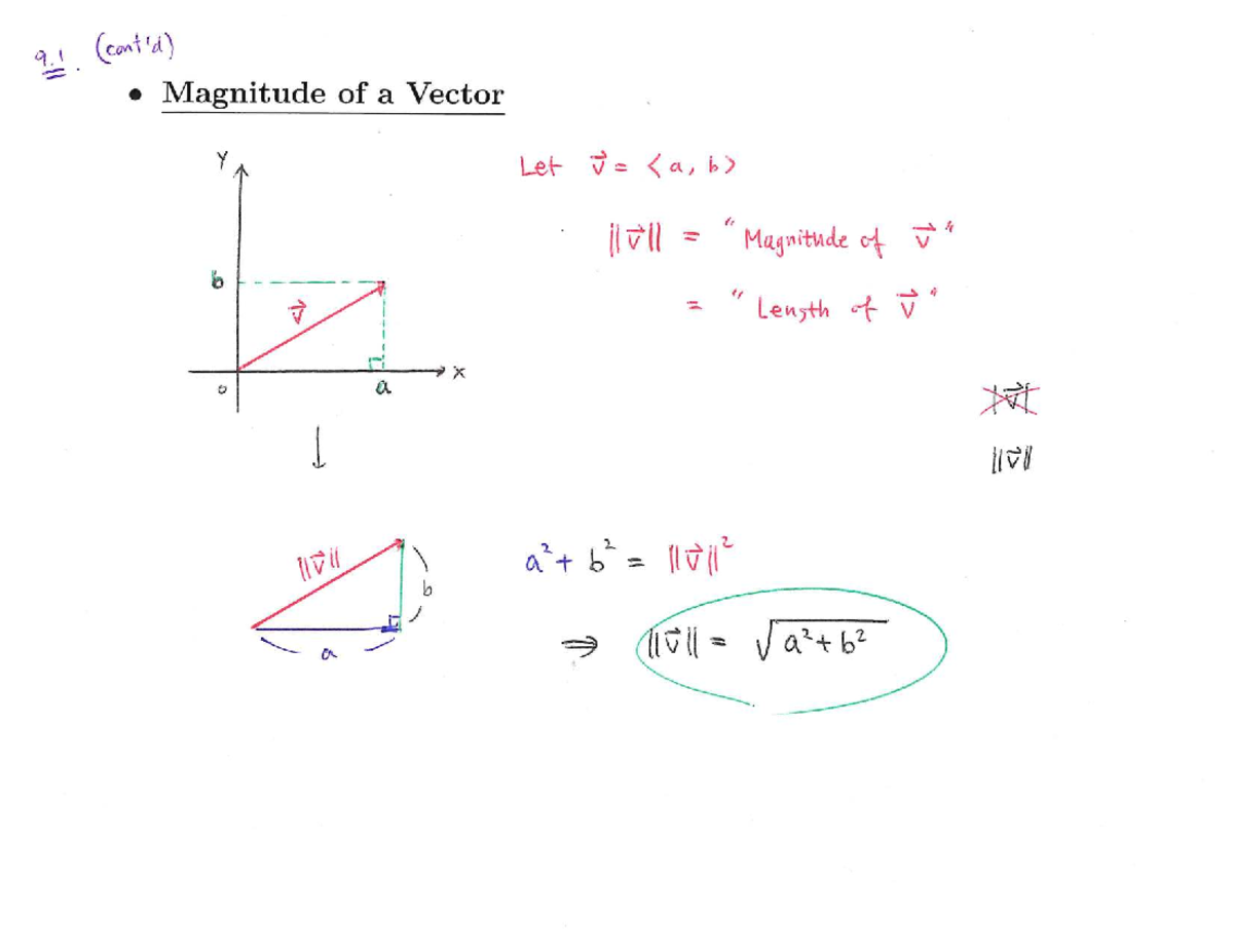 Math 58 Sec 6166 - Spring 2024 Class Notes: Vector Magnitude ...