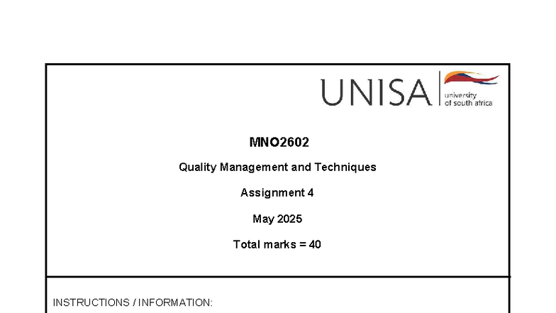 MNO2602 Assignment 4 - Quality Management Analysis and Control Limits ...