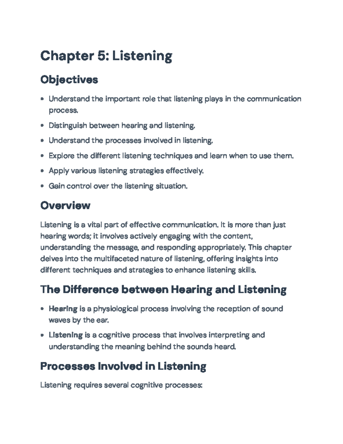 Chapter 5: Listening Techniques and Strategies for Effective ...