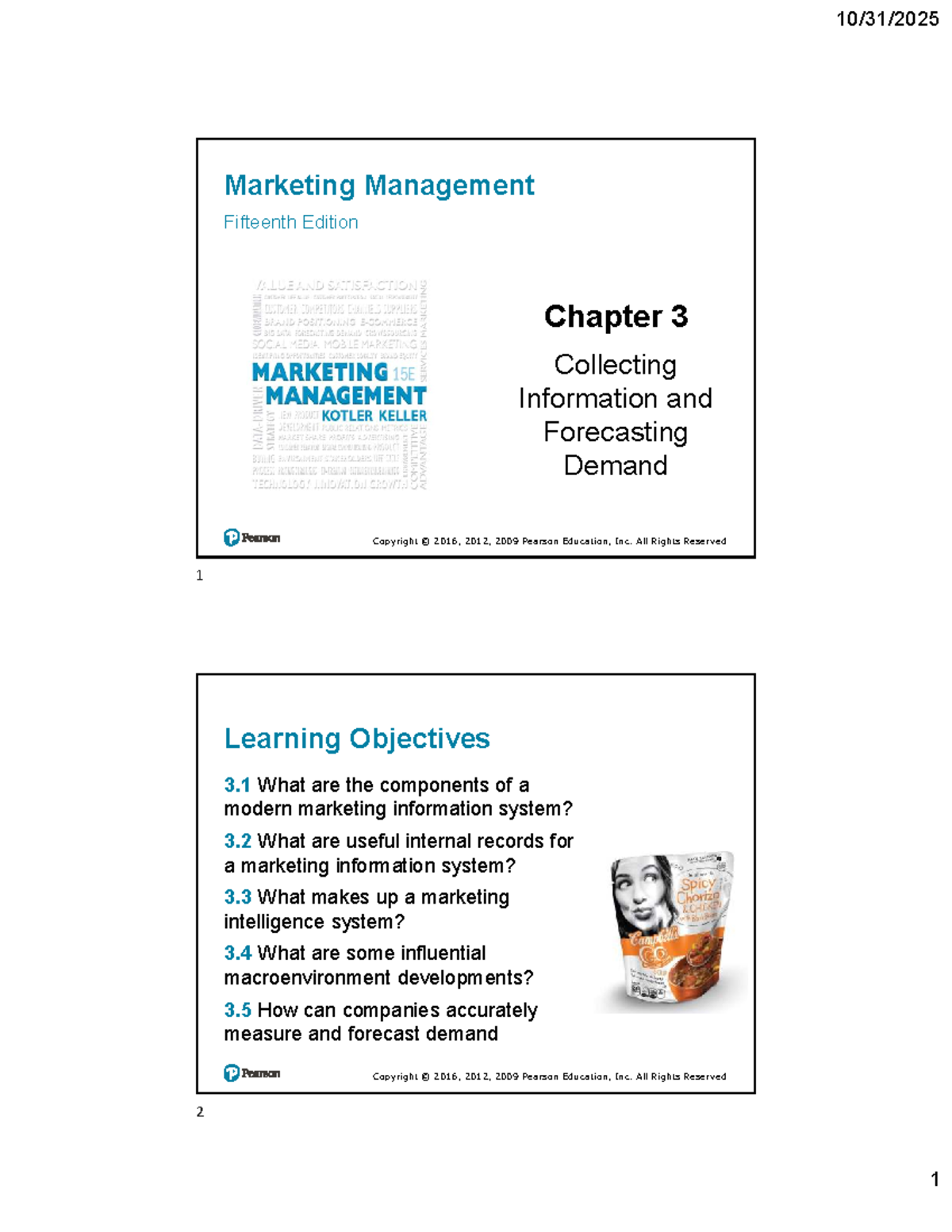Marketing Management (MKT 101) Chapter 3: Info Collection & Demand ...