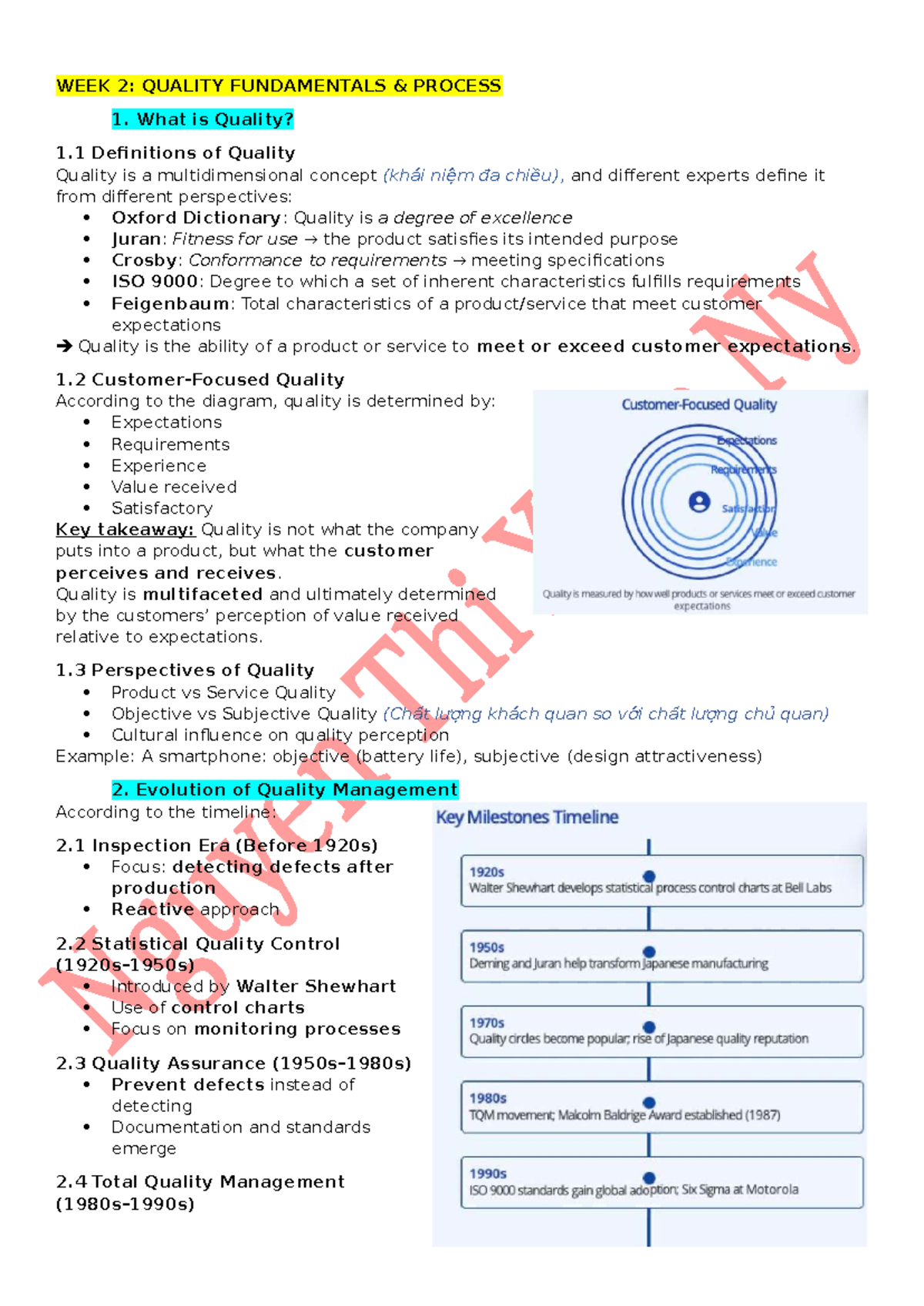 Quality Management Concepts and TQM Overview (Week 2, 3, 4, 5) - Studocu