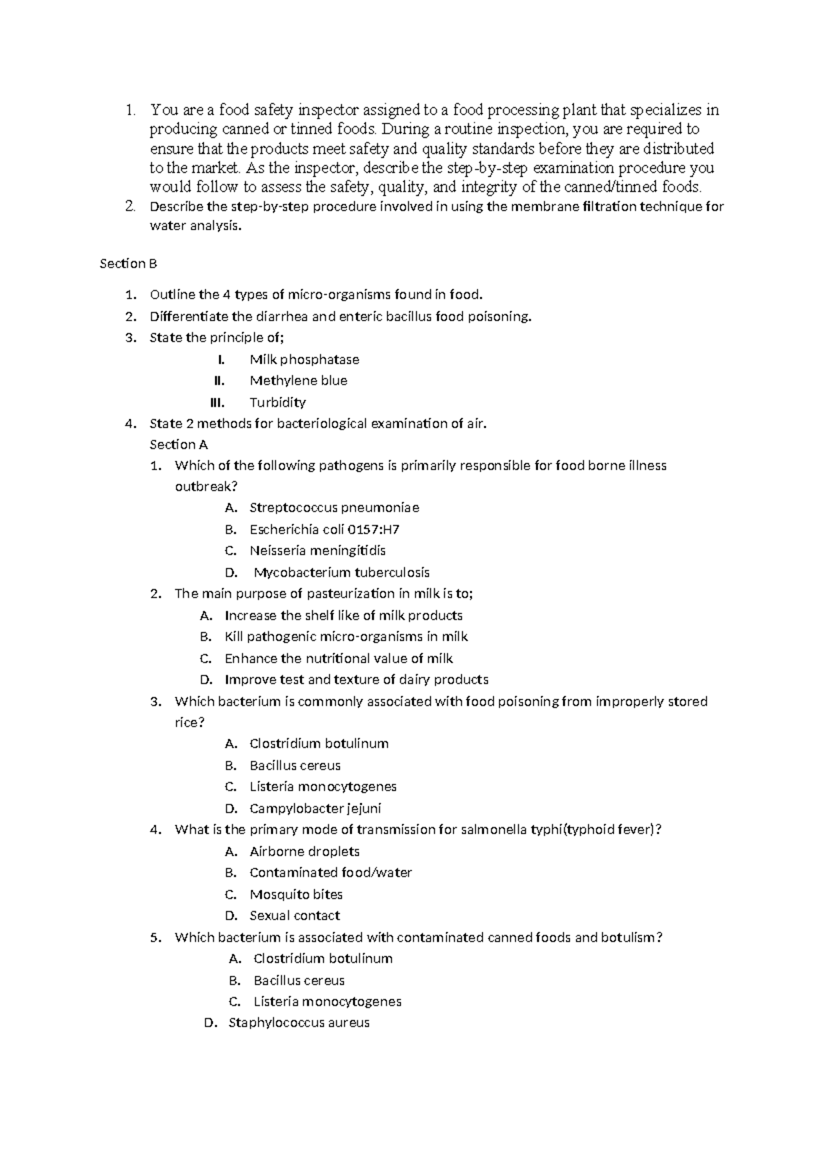 Food Safety Inspection & Analysis Techniques: Summarized Notes - Studocu