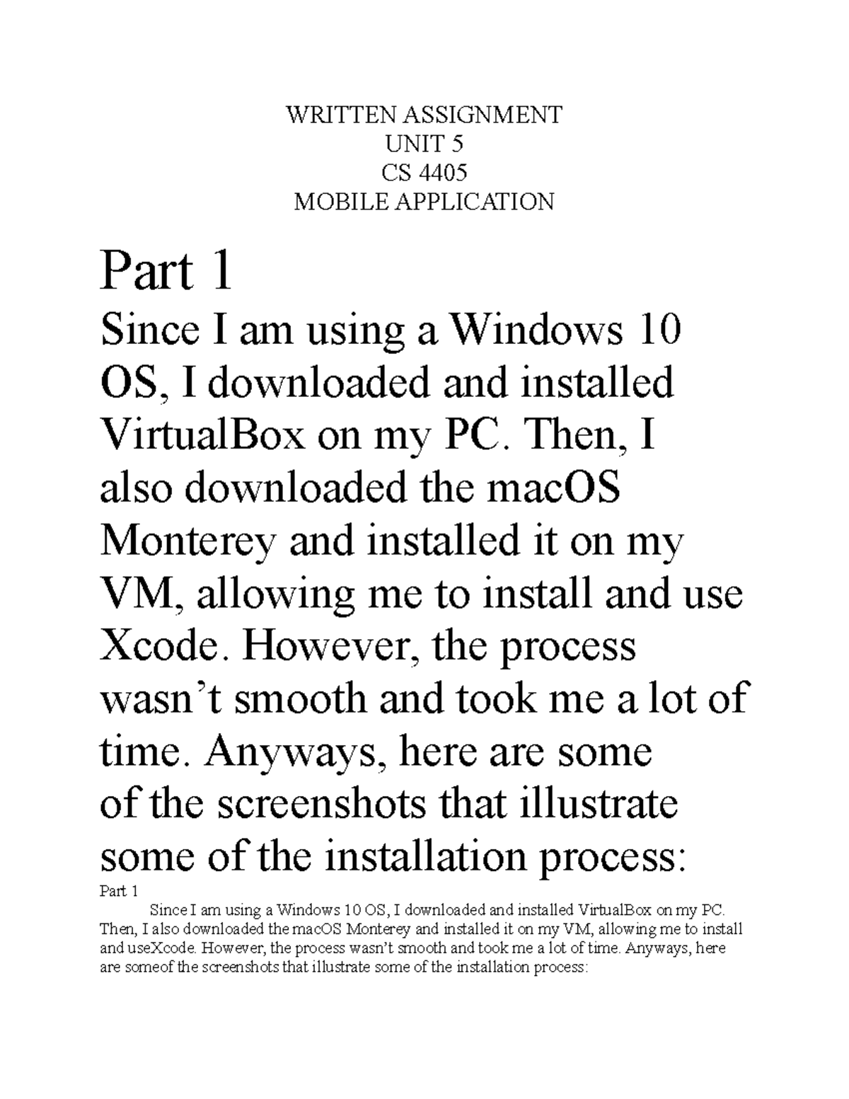 Written Assignment Unit 5 CS 4405: Mobile App Development - Studocu