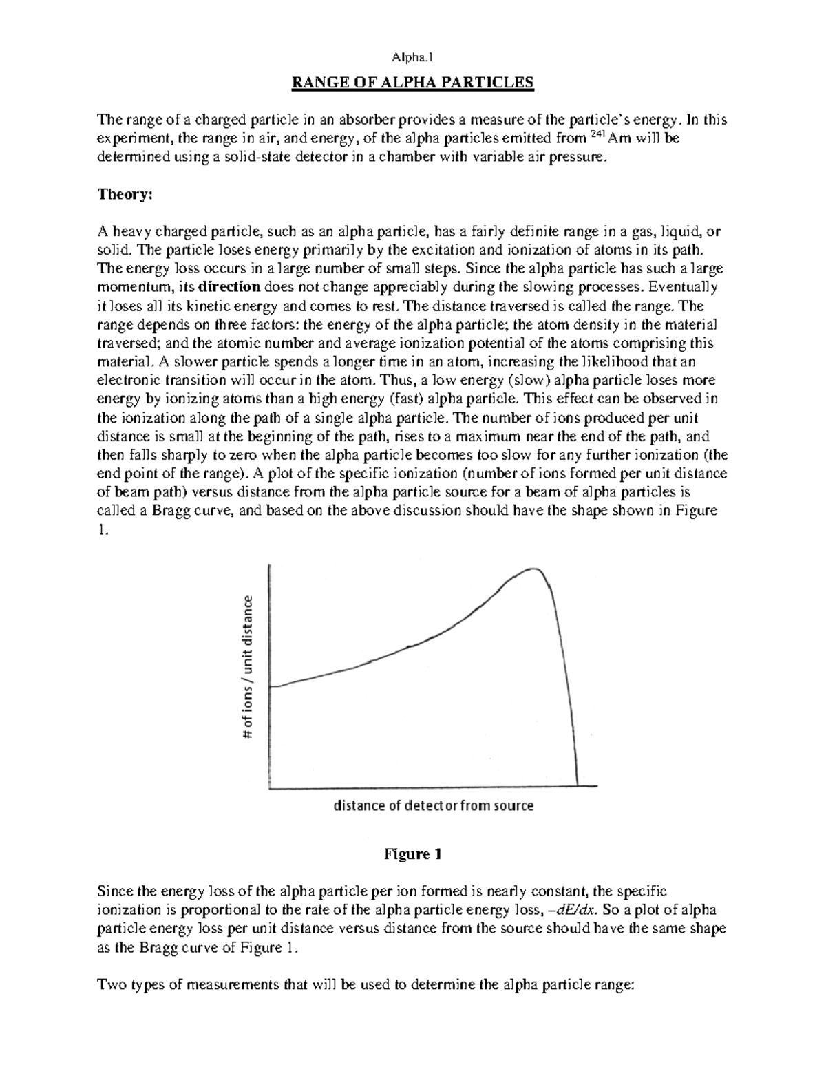 Practical - Determining the Range of Alpha Particles from 241Am - Studocu