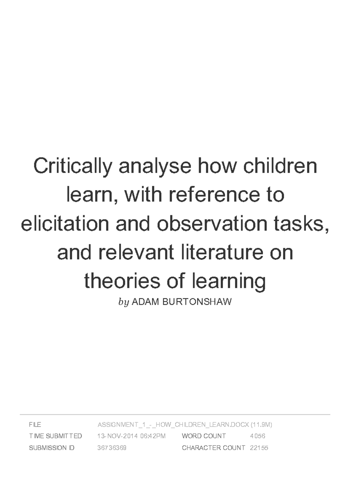 Assignment 1 - PGCE - Reflective Commentary - X100 - Critically analyse ...
