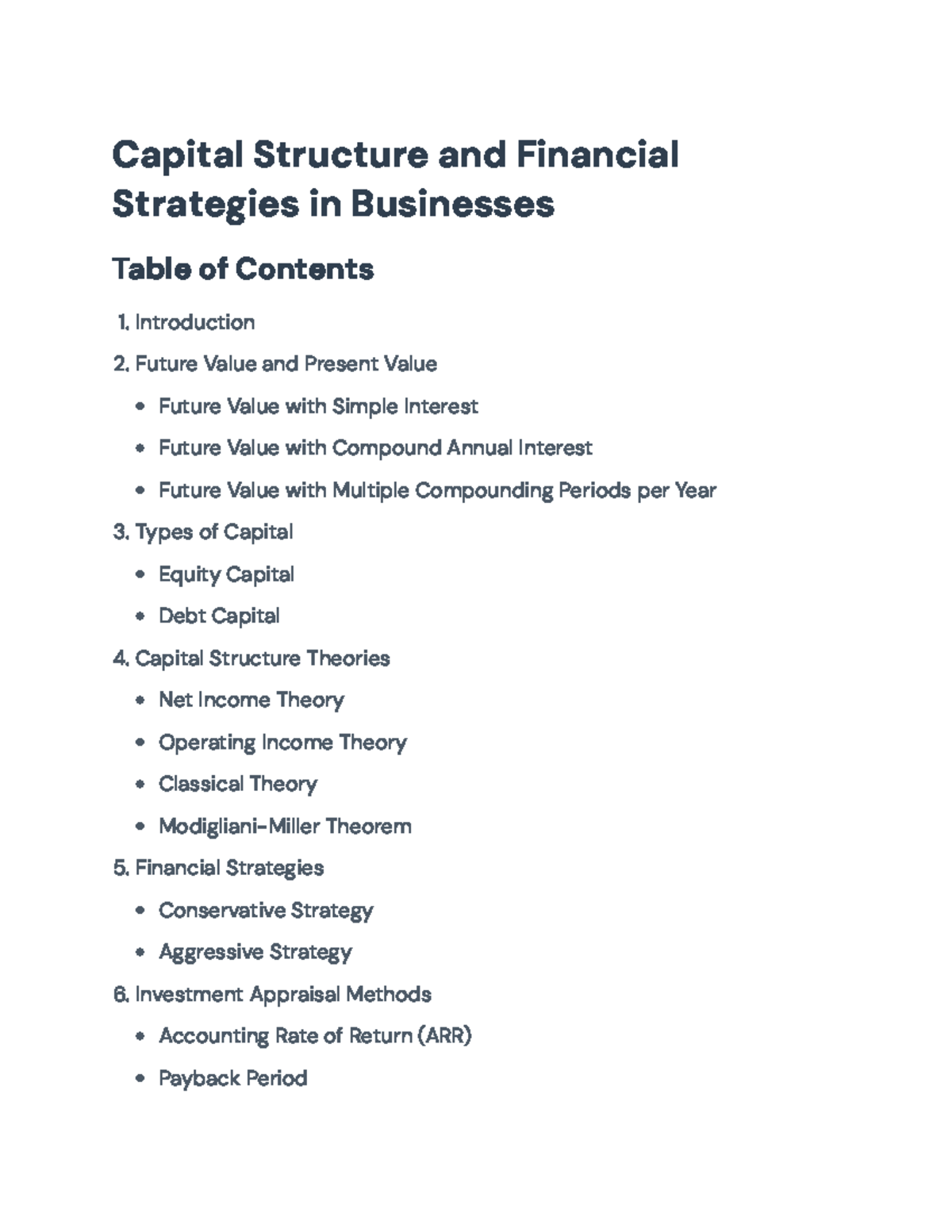 Financial Strategies and Capital Structure Analysis for Businesses ...