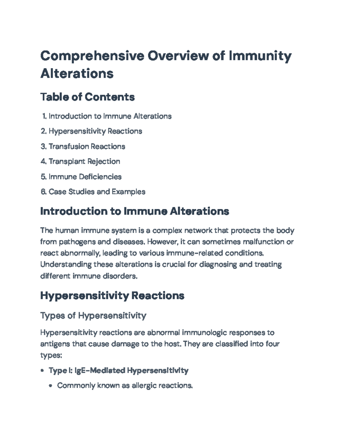 Comprehensive Overview of Immune Alterations and Related Cases ...