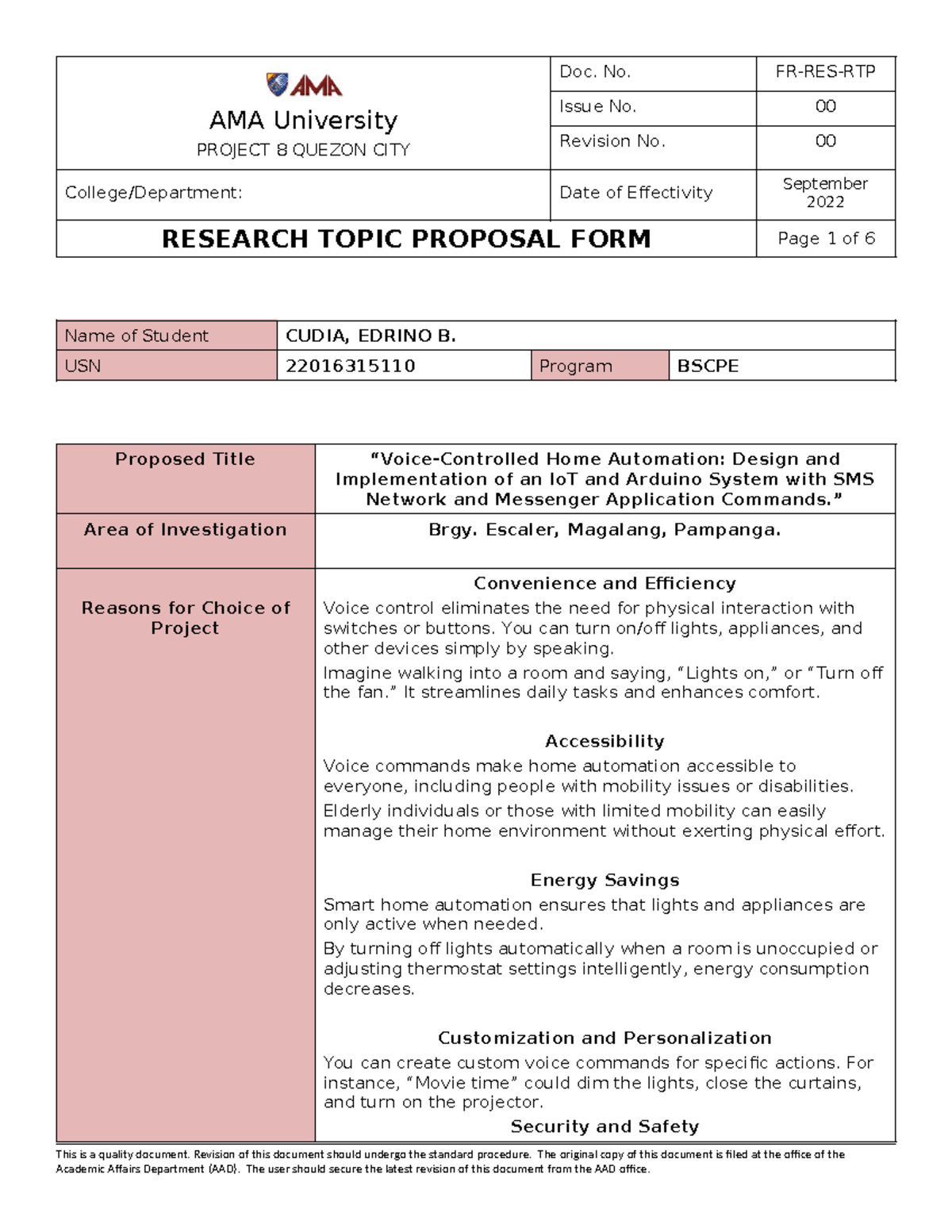 Cudia Edrino Topic #1 - AMA University PROJECT 8 QUEZON CITY Issue No ...